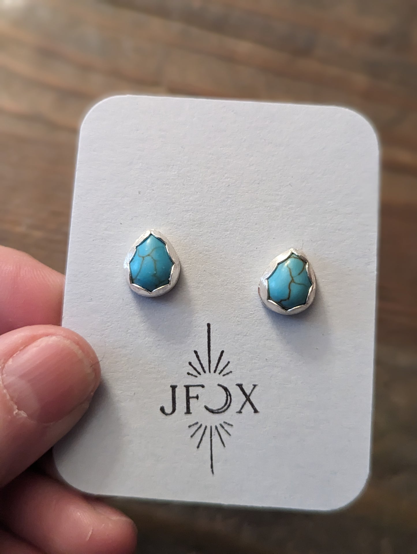 Turquoise Howlite Tear Drop Sterling Studs (RTS)