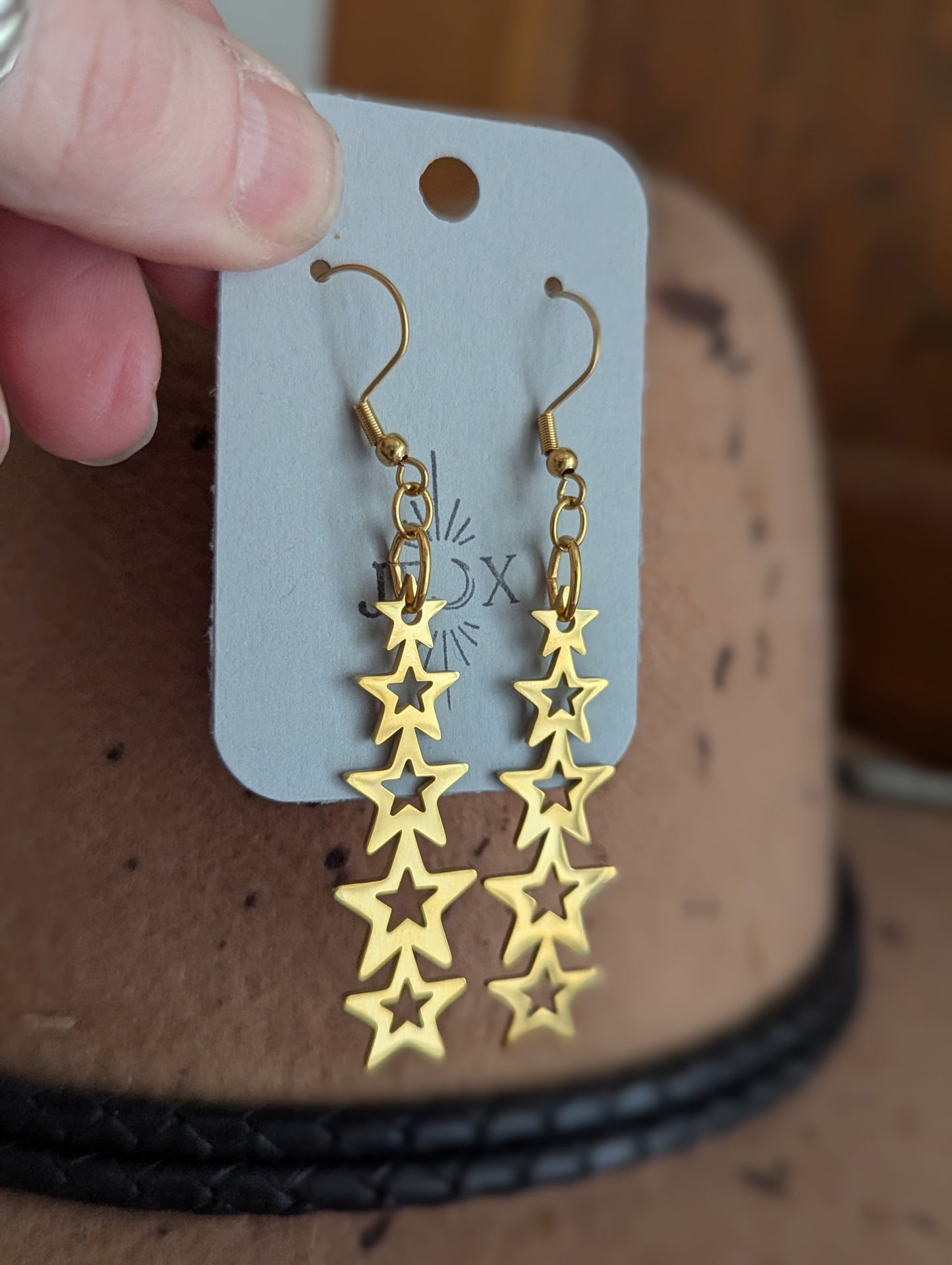 Pendientes de acero inoxidable de cinco estrellas (oro o plata)