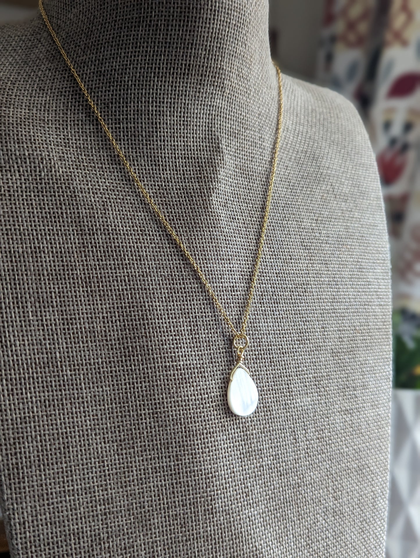 Mother of Pearl Tear Drop Necklace (various options)