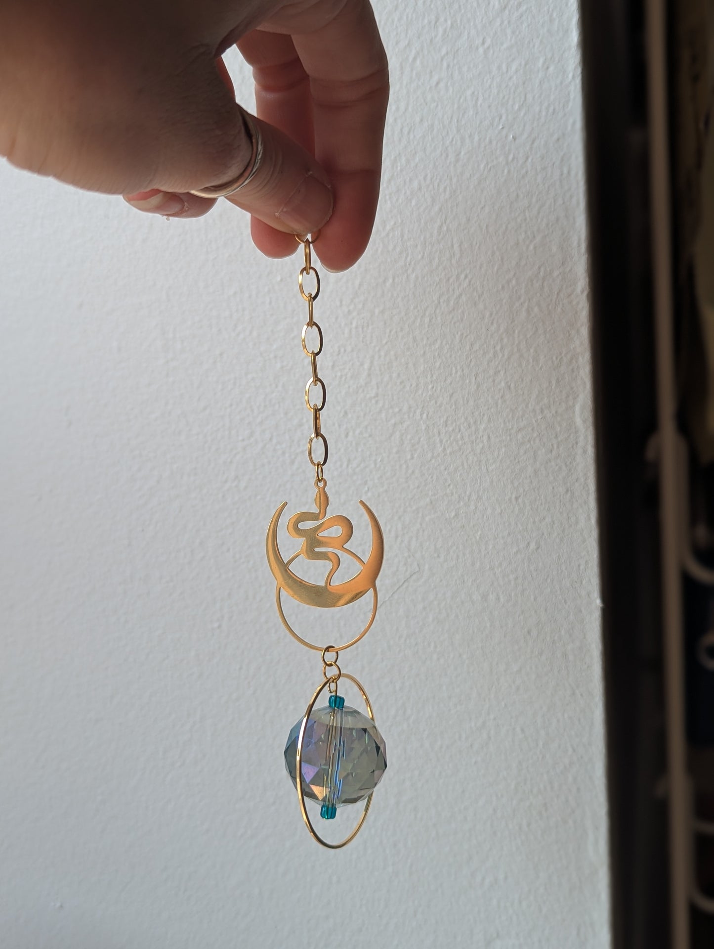 Gold Snake Moon Orbital Suncatcher