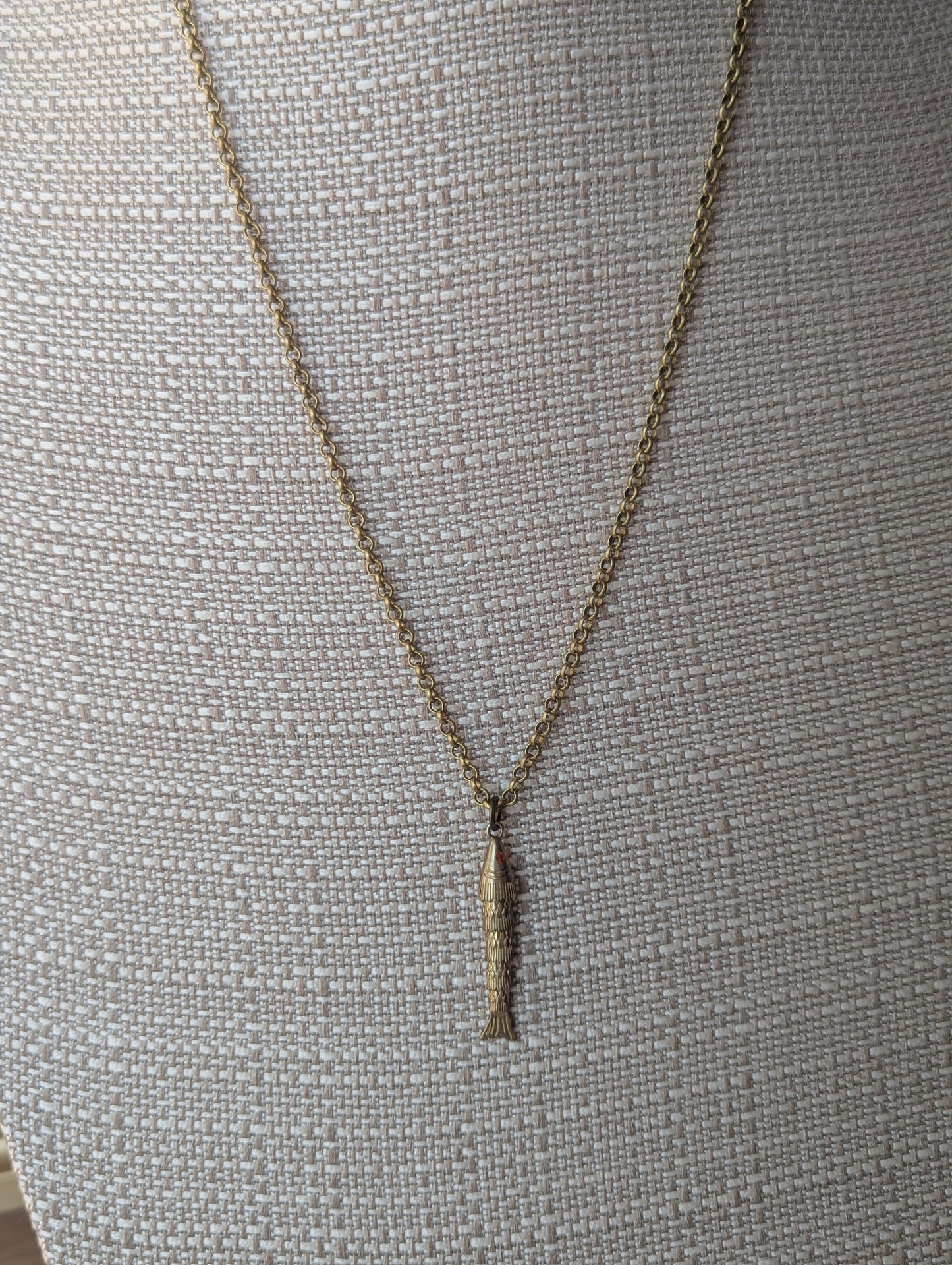Brass Articulating Fish Necklace