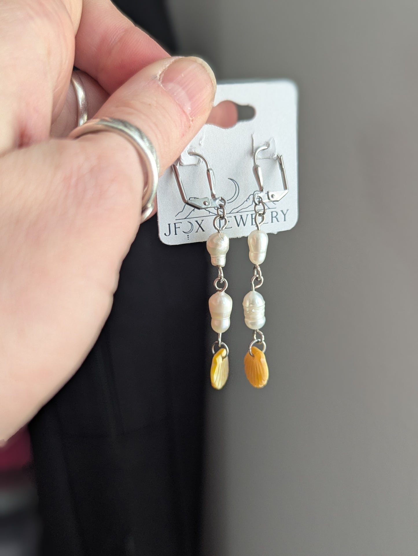 Freshwater Pearls and Mother of Pearl Shell Drop Hoops
