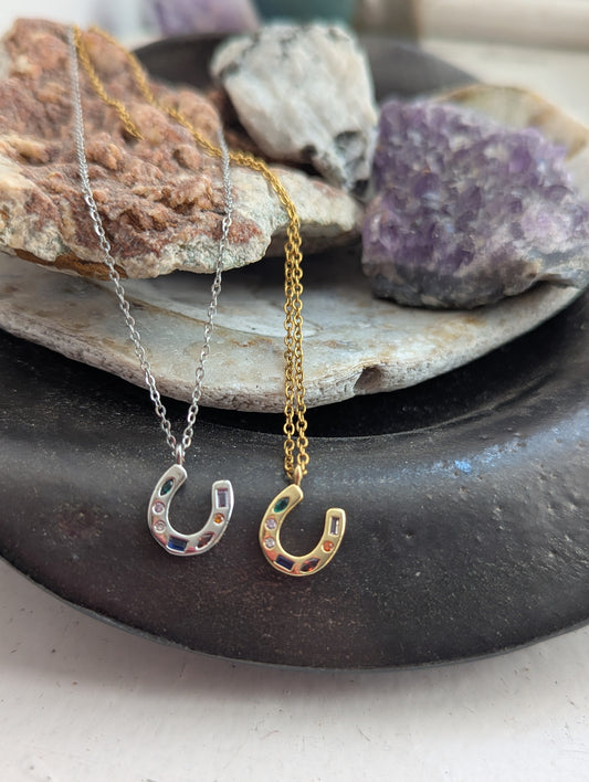 Gemmy Horseshoe Necklace (Silver or Gold)