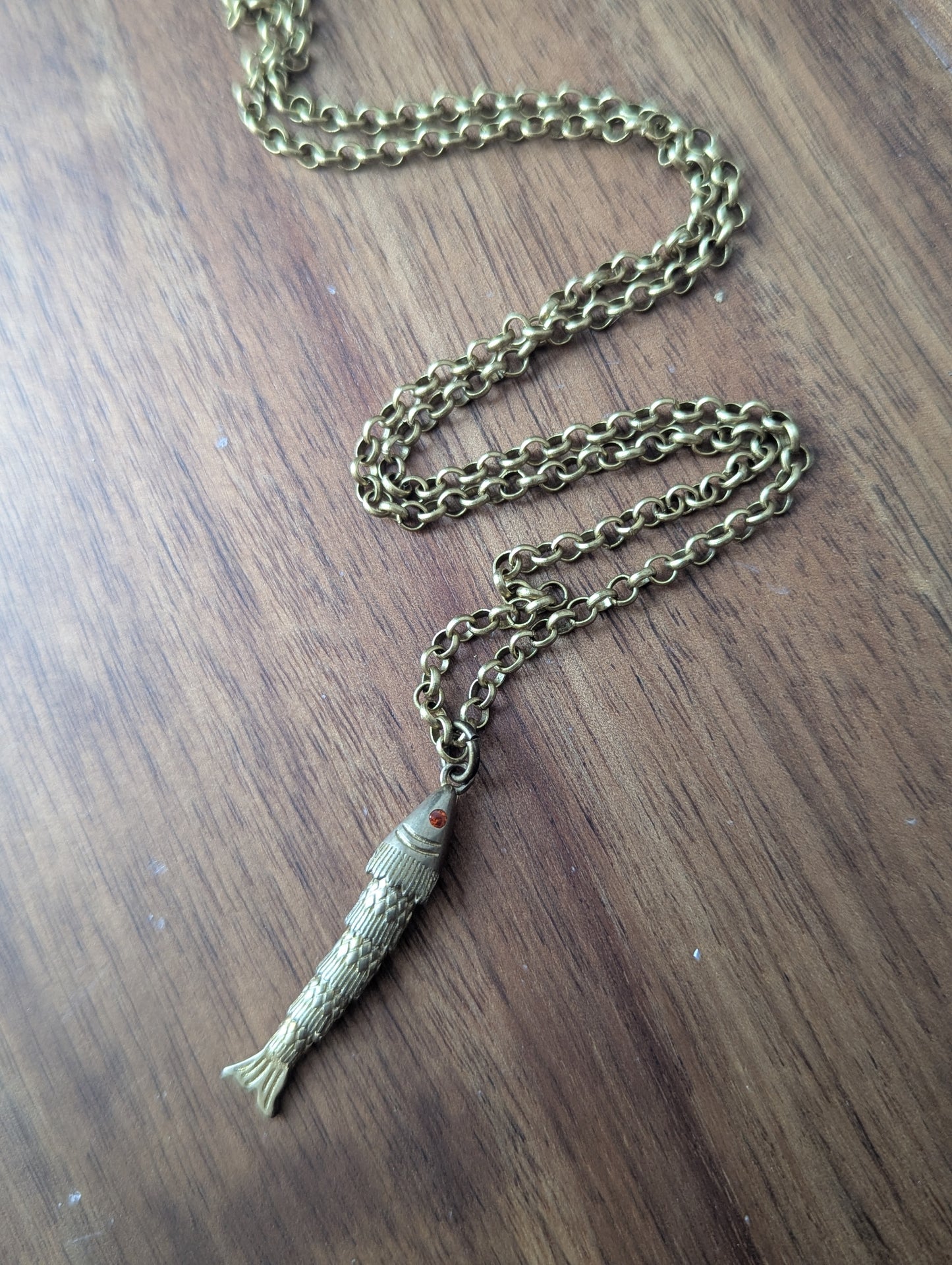 Brass Articulating Fish Necklace