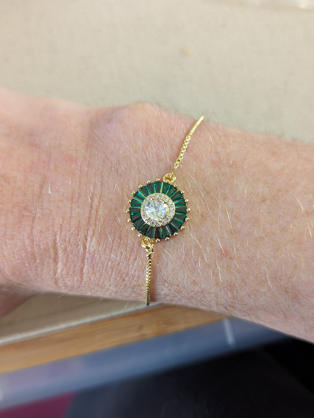 Crystal Flower Gold Slider Bracelet (Various Colors Available)