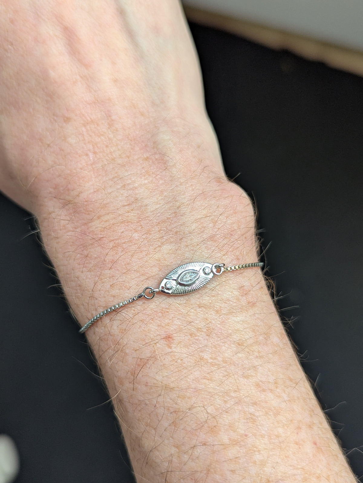 CZ Crystal Marquise Eye Slider Bracelet (Silver or Gold)