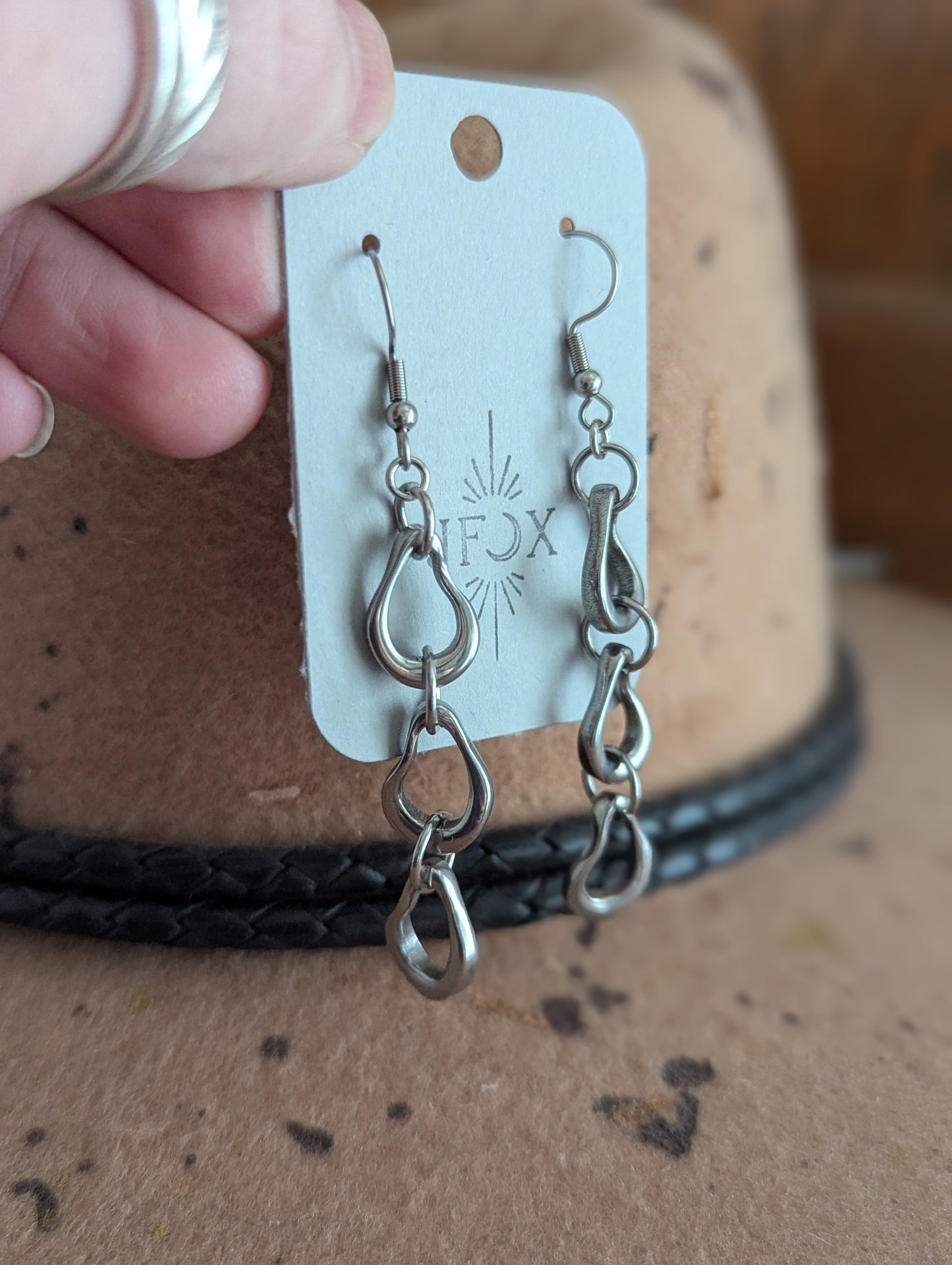 Abstract Silver Trio Earrings