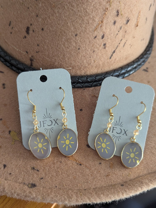 Pendientes de sol de ágata grabada
