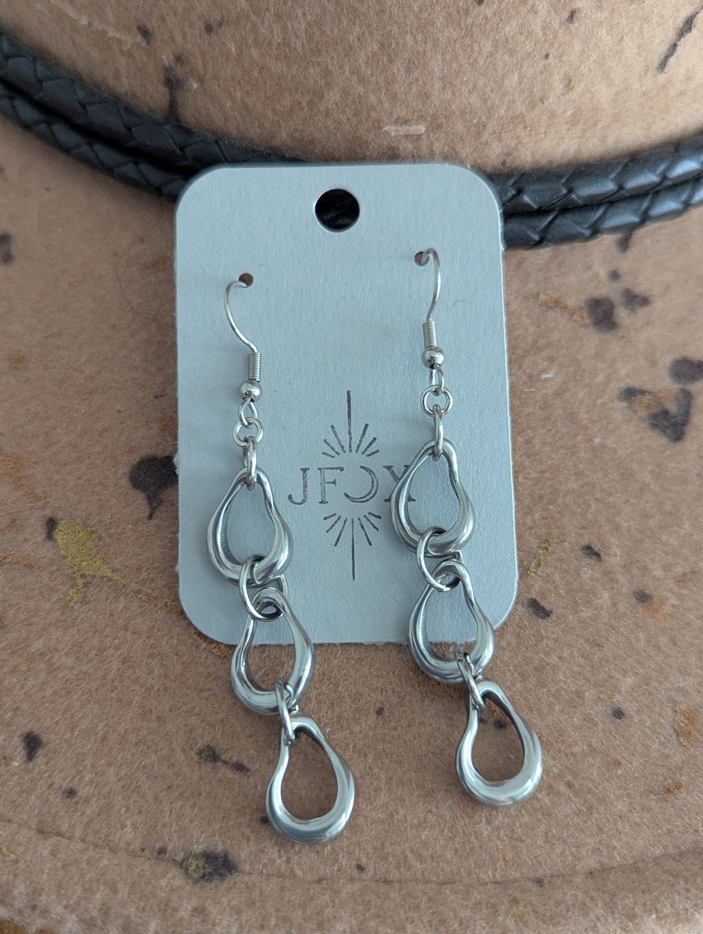 Abstract Silver Trio Earrings