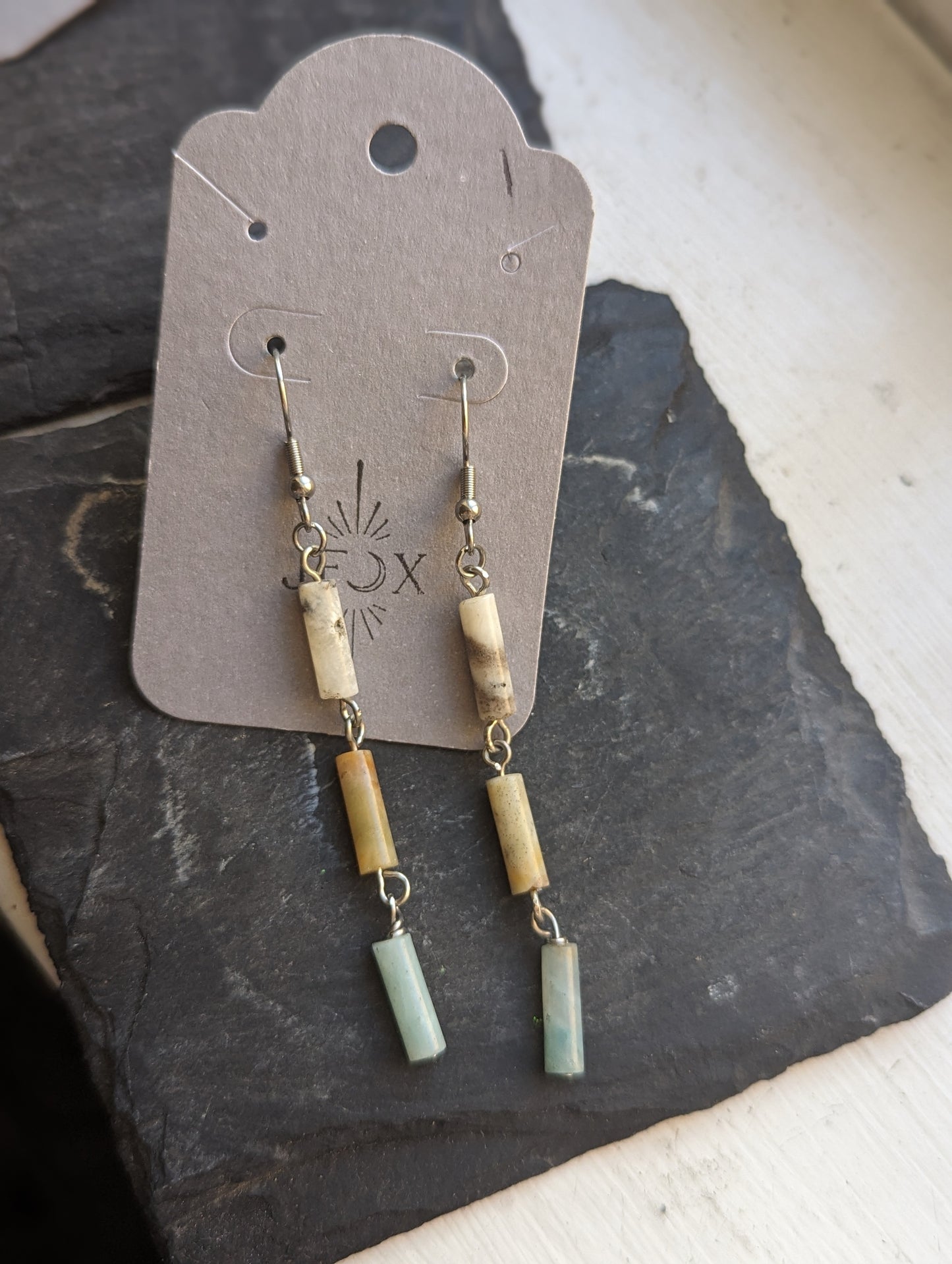 Multi-Color Amazonite Wire-Wrapped Earrings