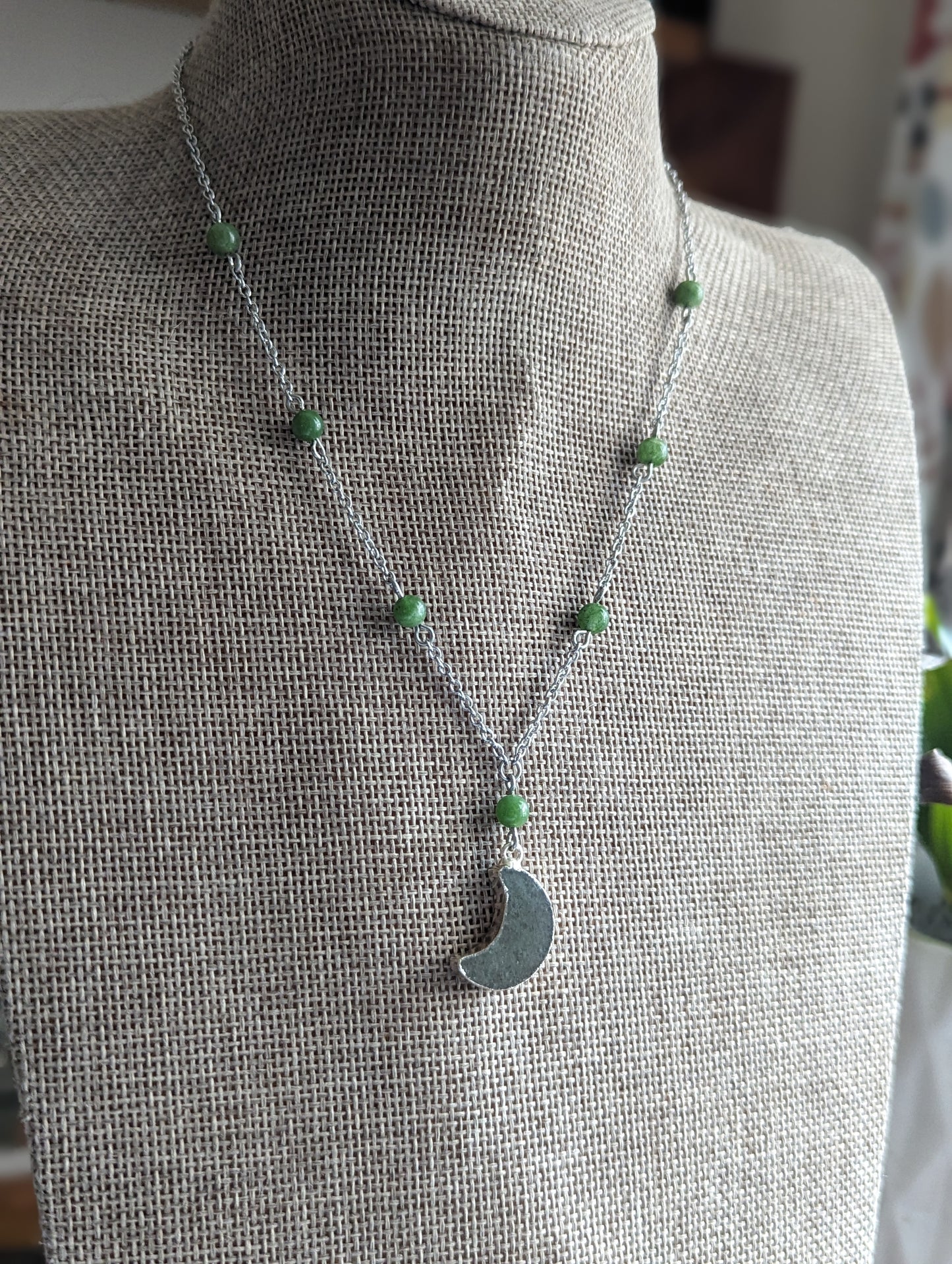 Green Aventurine Wire Wrapped Stainless Necklace