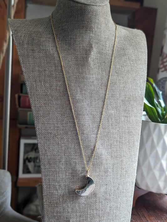 Ocean Jasper Crescent Moon Gold Stainless Necklace (various styles available)