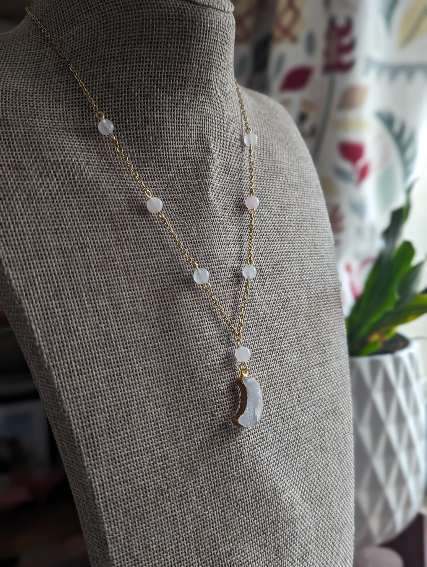 Rose Quartz Wire Wrapped Stainless Necklace (Silver or Gold)