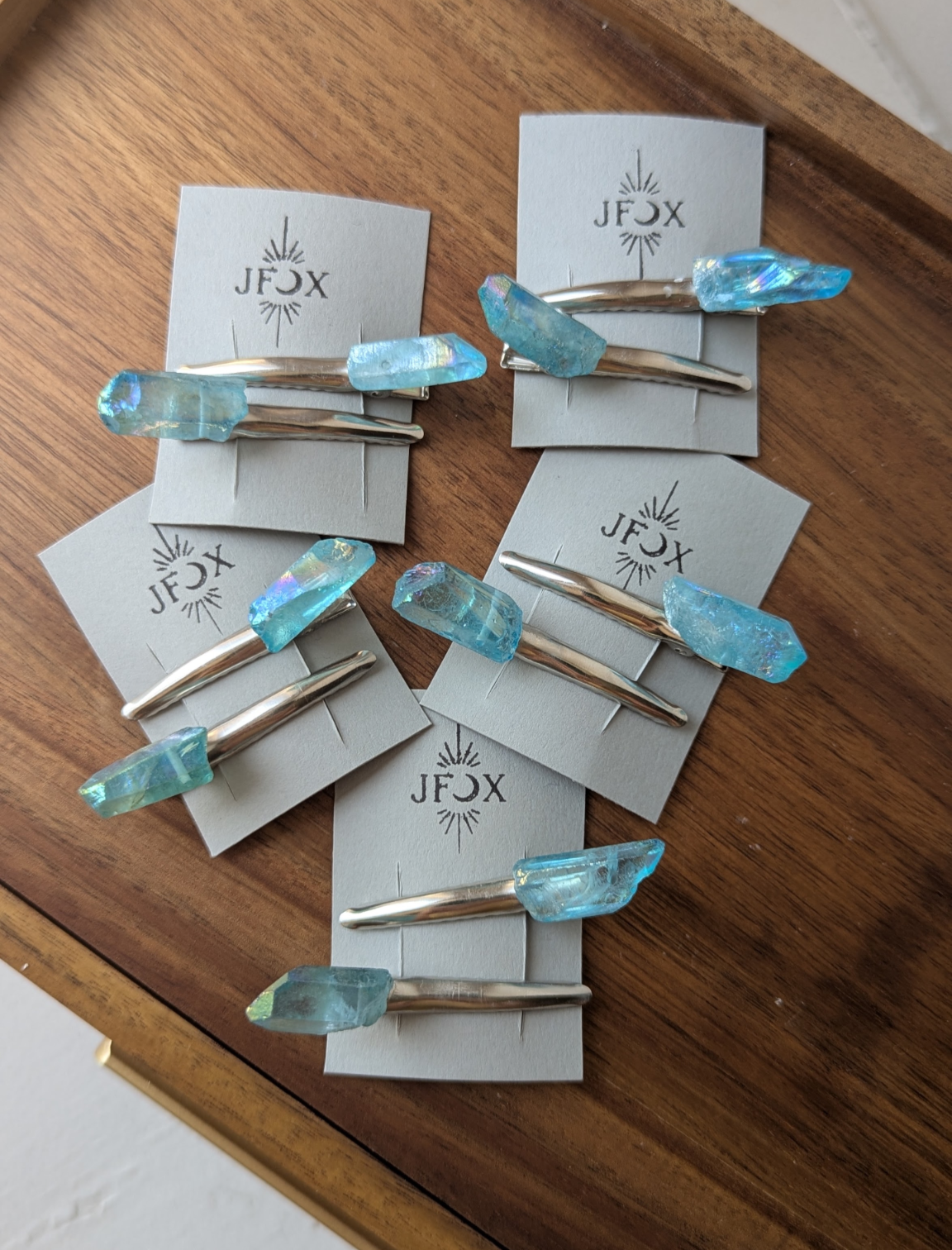 Blue Quartz Crystal Alligator Clips (Set of 2)