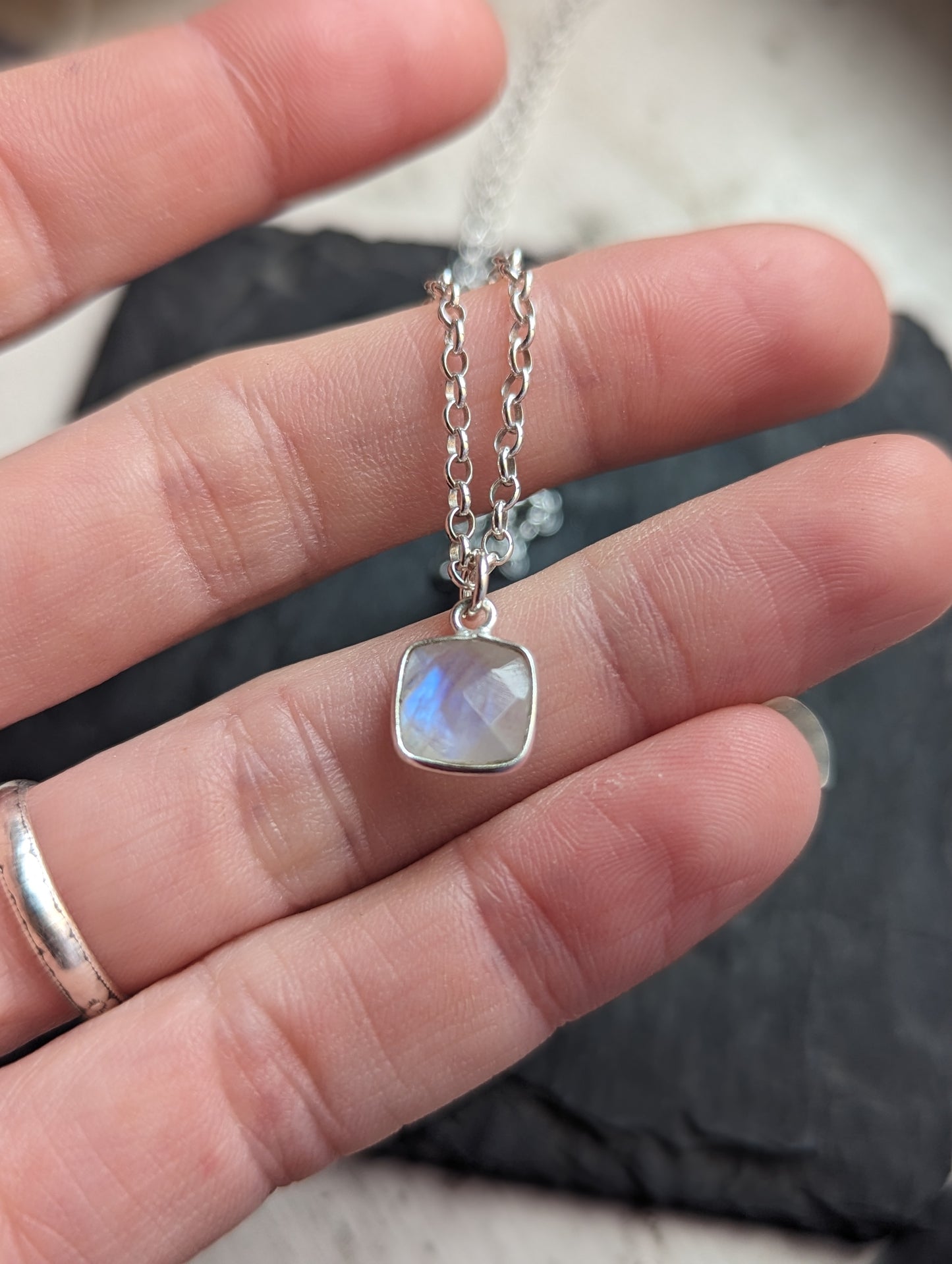 Dainty Moonstone Sterling Silver Necklace