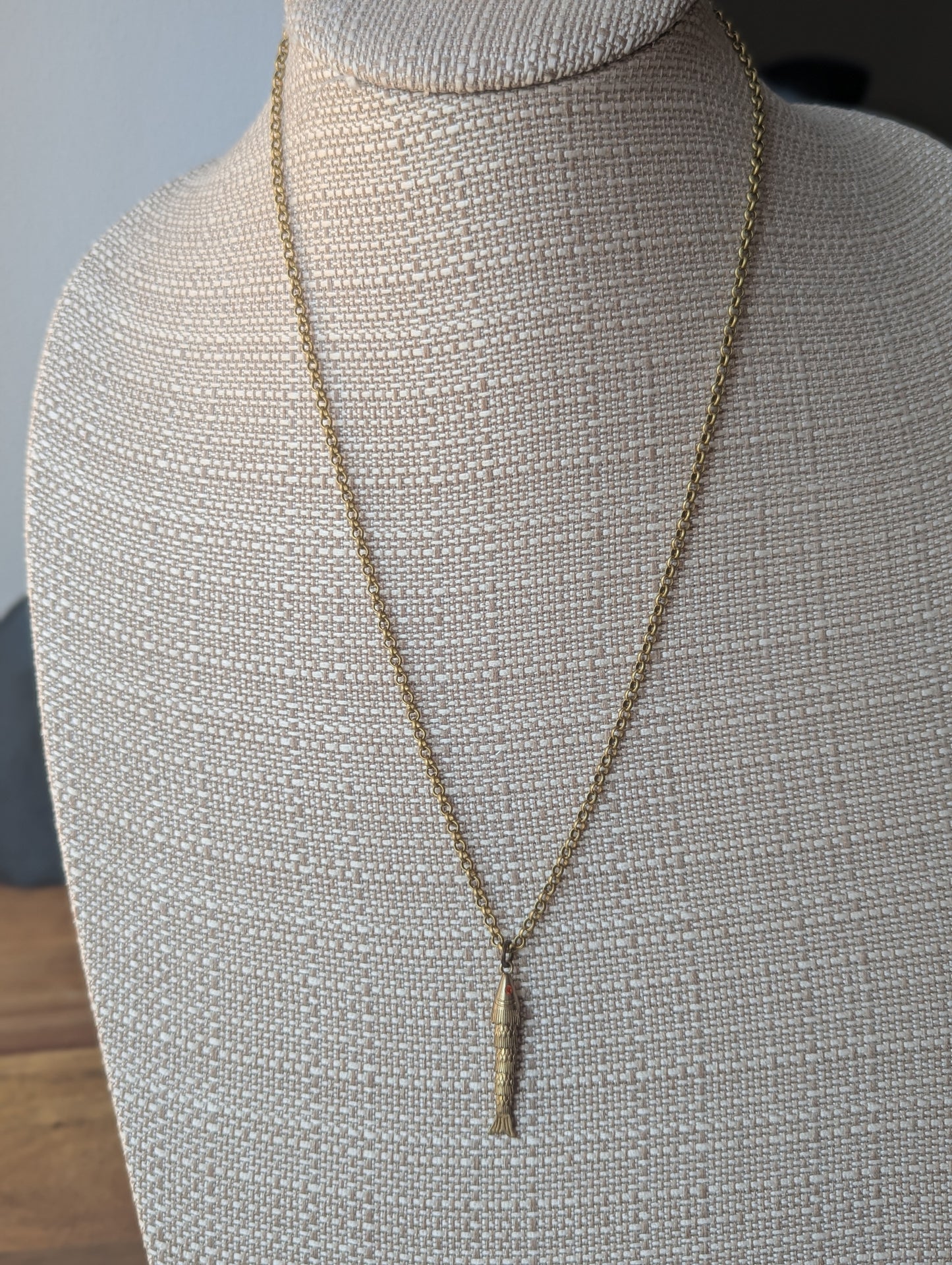 Brass Articulating Fish Necklace