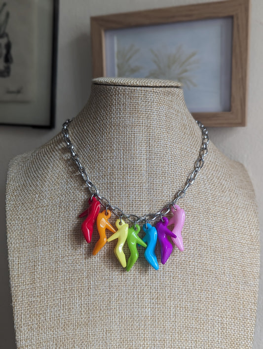 Rainbow Barbie Shoe Charm Necklace