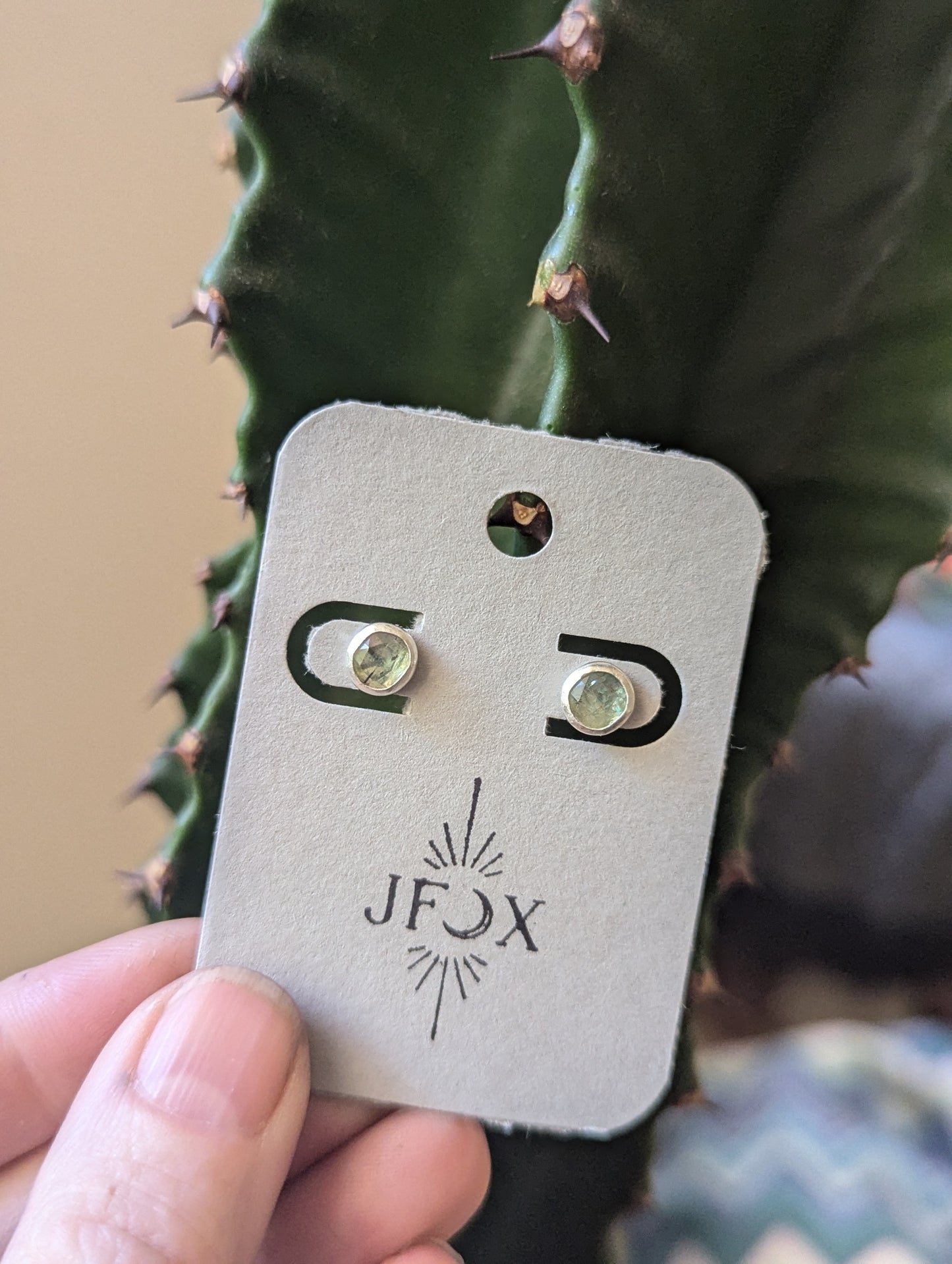 Green Kyanite Sterling Studs