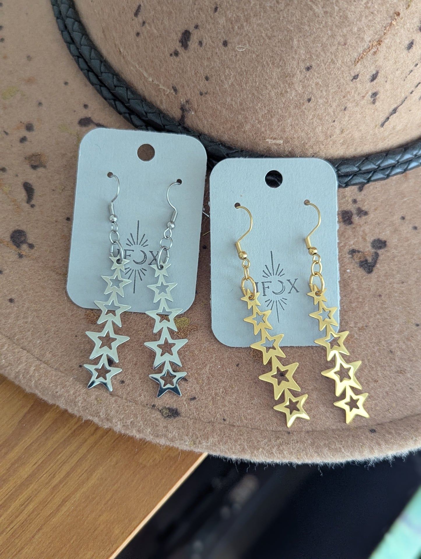 Pendientes de acero inoxidable de cinco estrellas (oro o plata)