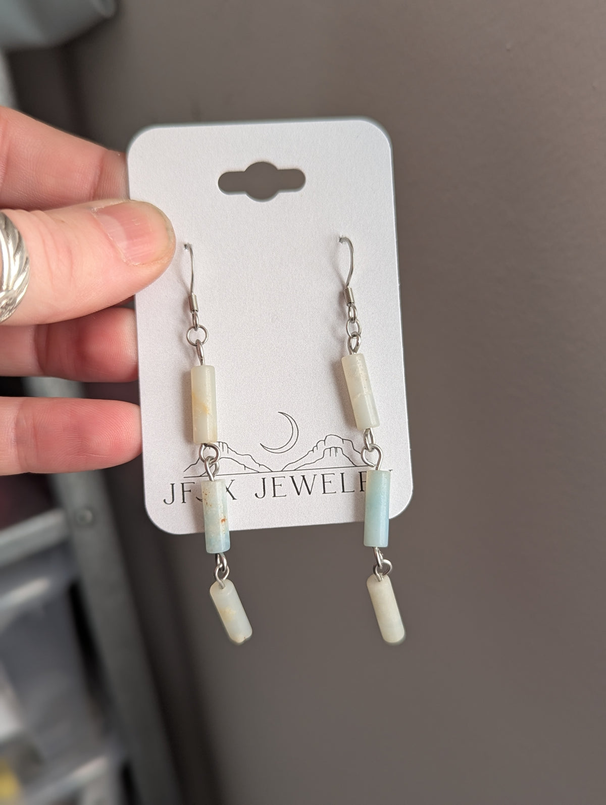 Amazonite Wire-Wrapped Trio Earrings