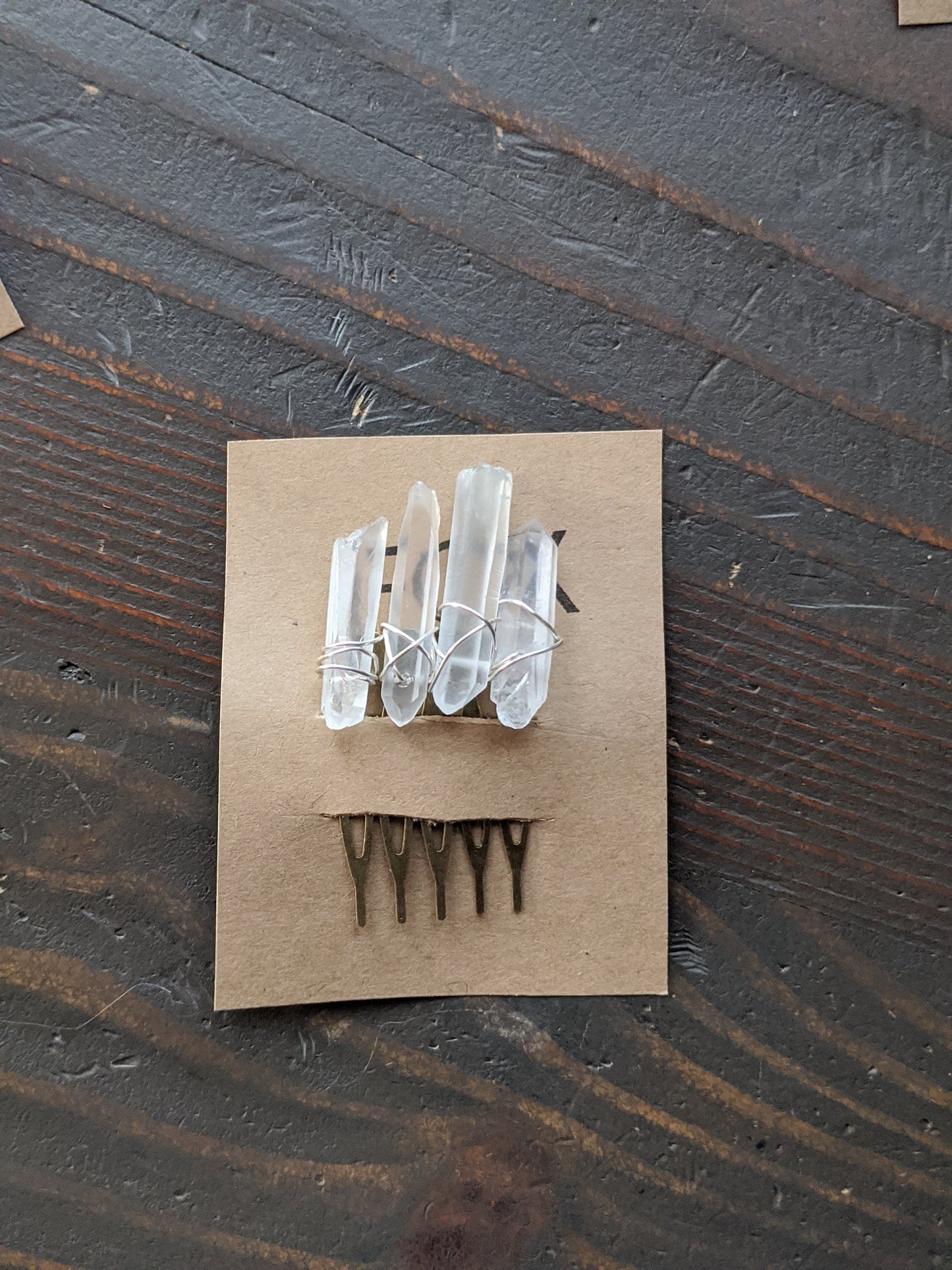 Small Quartz Crystal Hair Comb (Single and Sets Available)