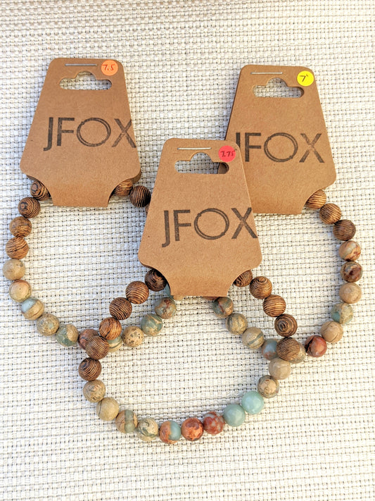 Aqua Terra Jasper and Wood Bracelet (Various Sizes Available)