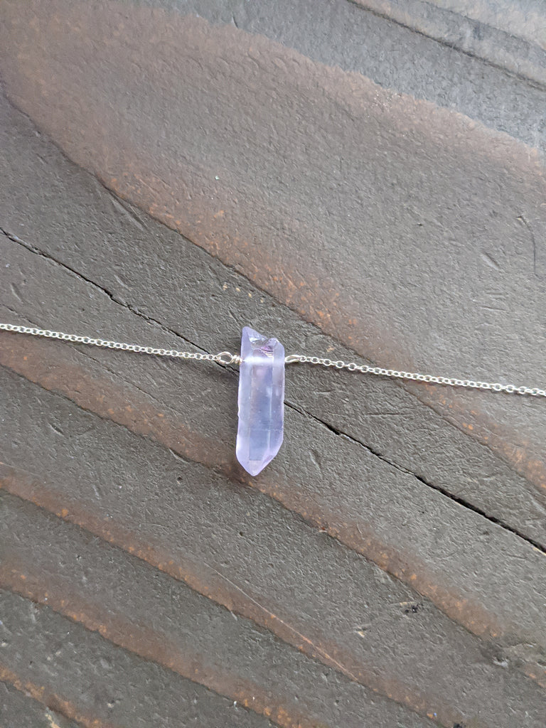 Purple Quartz Crystal Point on Sterling Silver