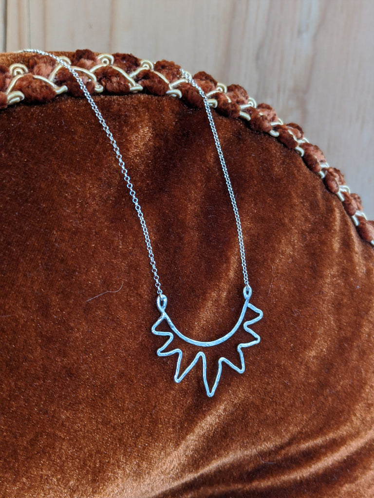 Sterling Silver Hammered Sun Necklace (mto)