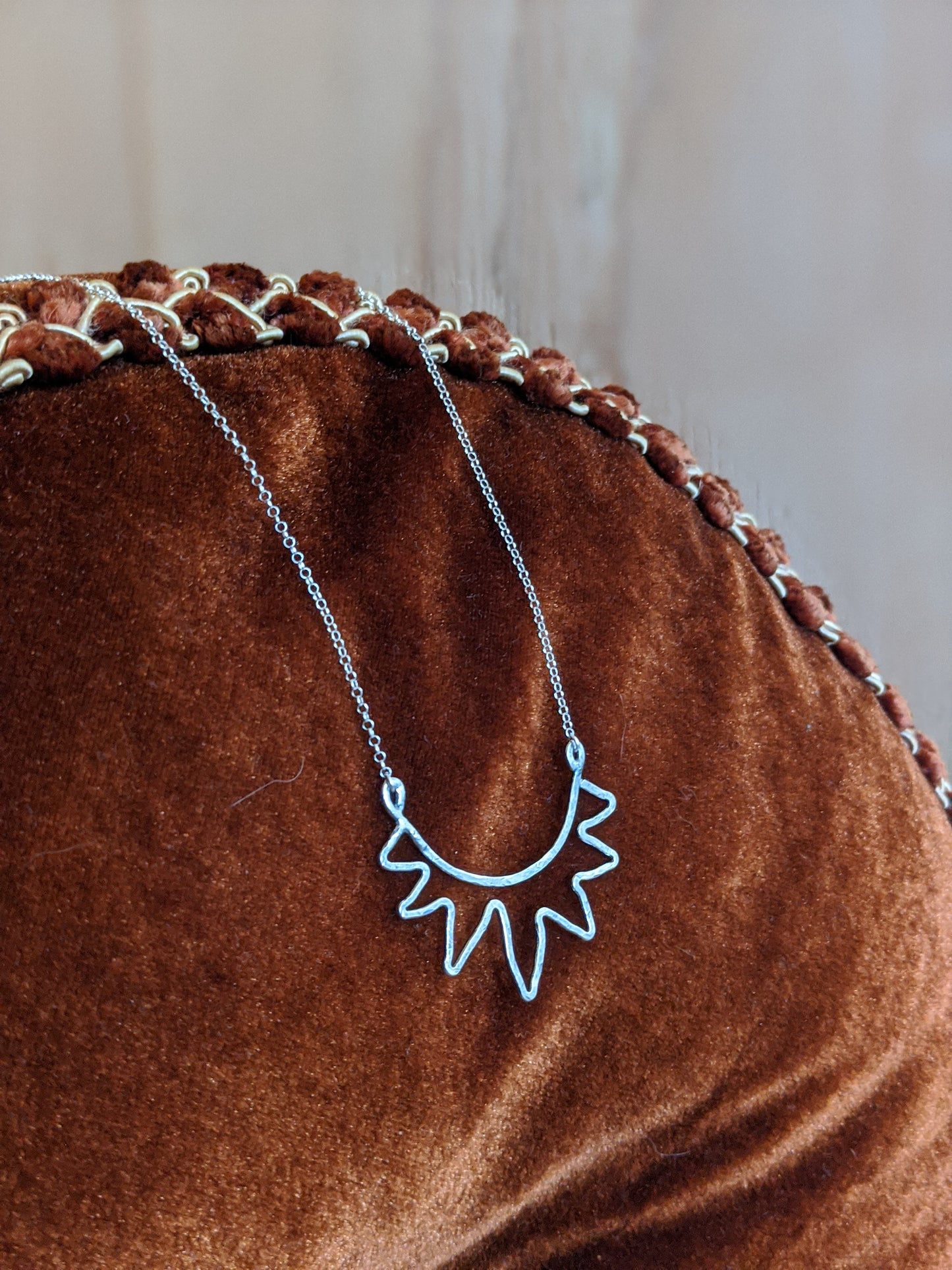 Sterling Silver Hammered Sun Necklace (MTO)