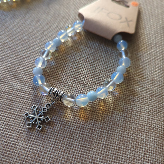Frosted Aura Crystals and Snowflake Charm