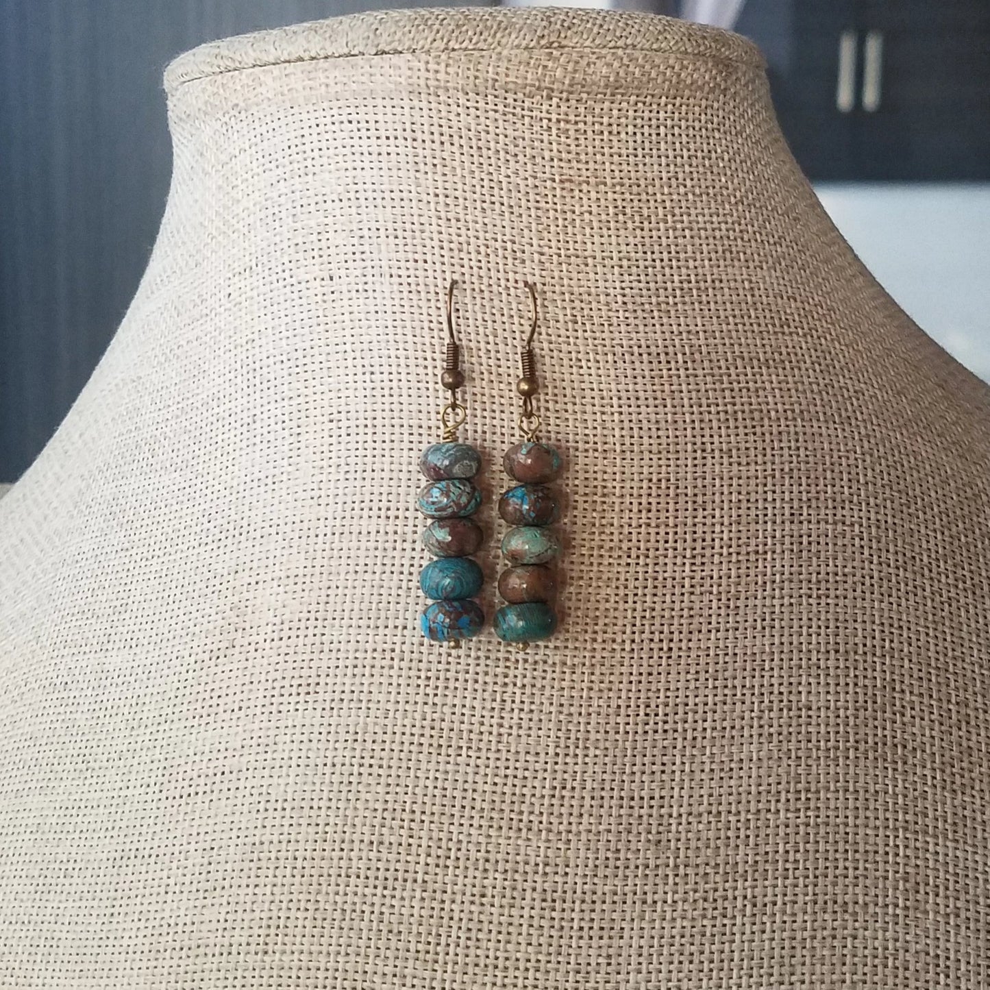 Crazy Blue Lace Agate Drop Earrings (Various Metals Available)