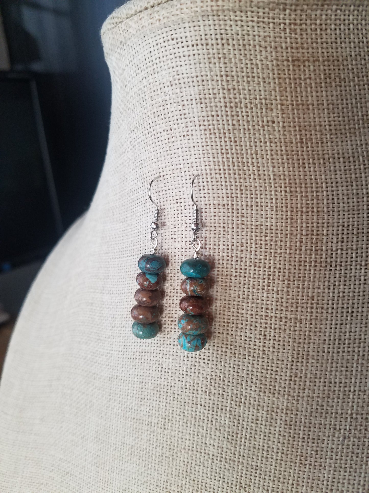 Crazy Blue Lace Agate Drop Earrings (Various Metals Available)