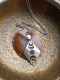 Moon Phase and Moonstone Necklace (Brass or Silver)