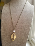 Moon Phase and Moonstone Necklace (Brass or Silver)