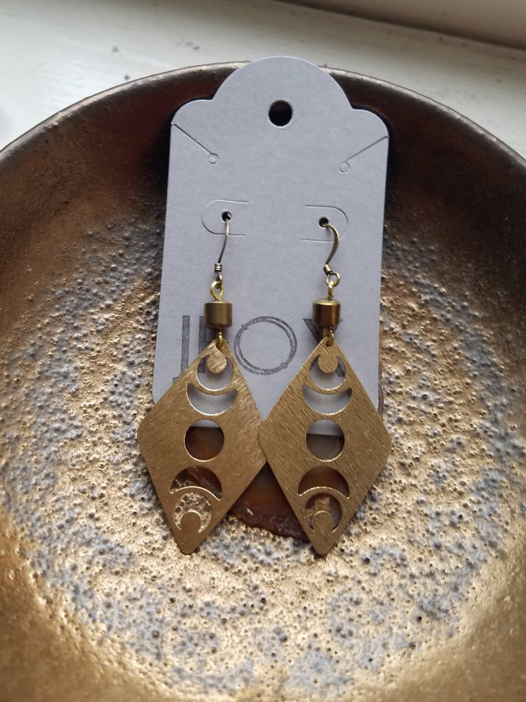 Moon Phase and Hematite Earrings (Gold or Silver)