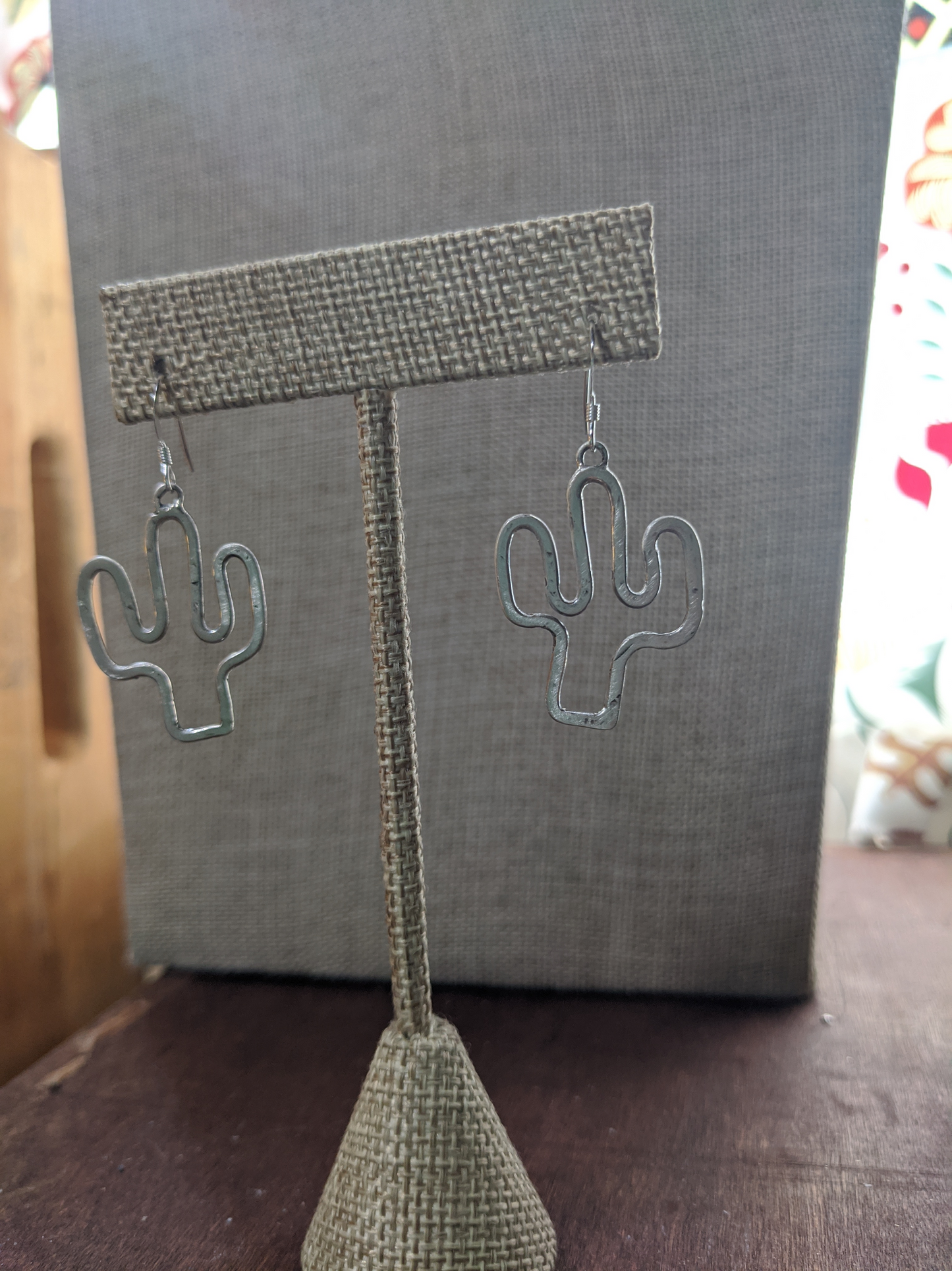 Hammered Sterling Silver Cactus Silhouette Earrings (MTO)