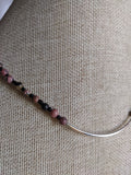 Rhodonite and Silver Bar Short Statement Necklace