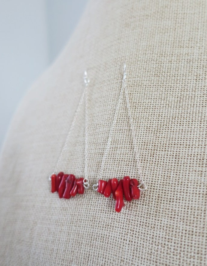 Red Coral Earrings on Sterling Silver