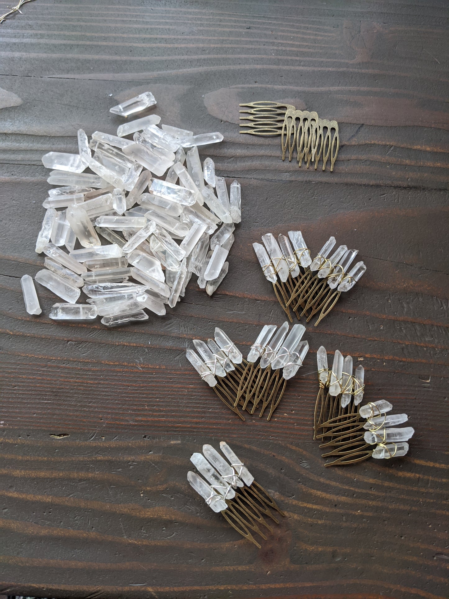 Small Quartz Crystal Hair Comb (Single and Sets Available)