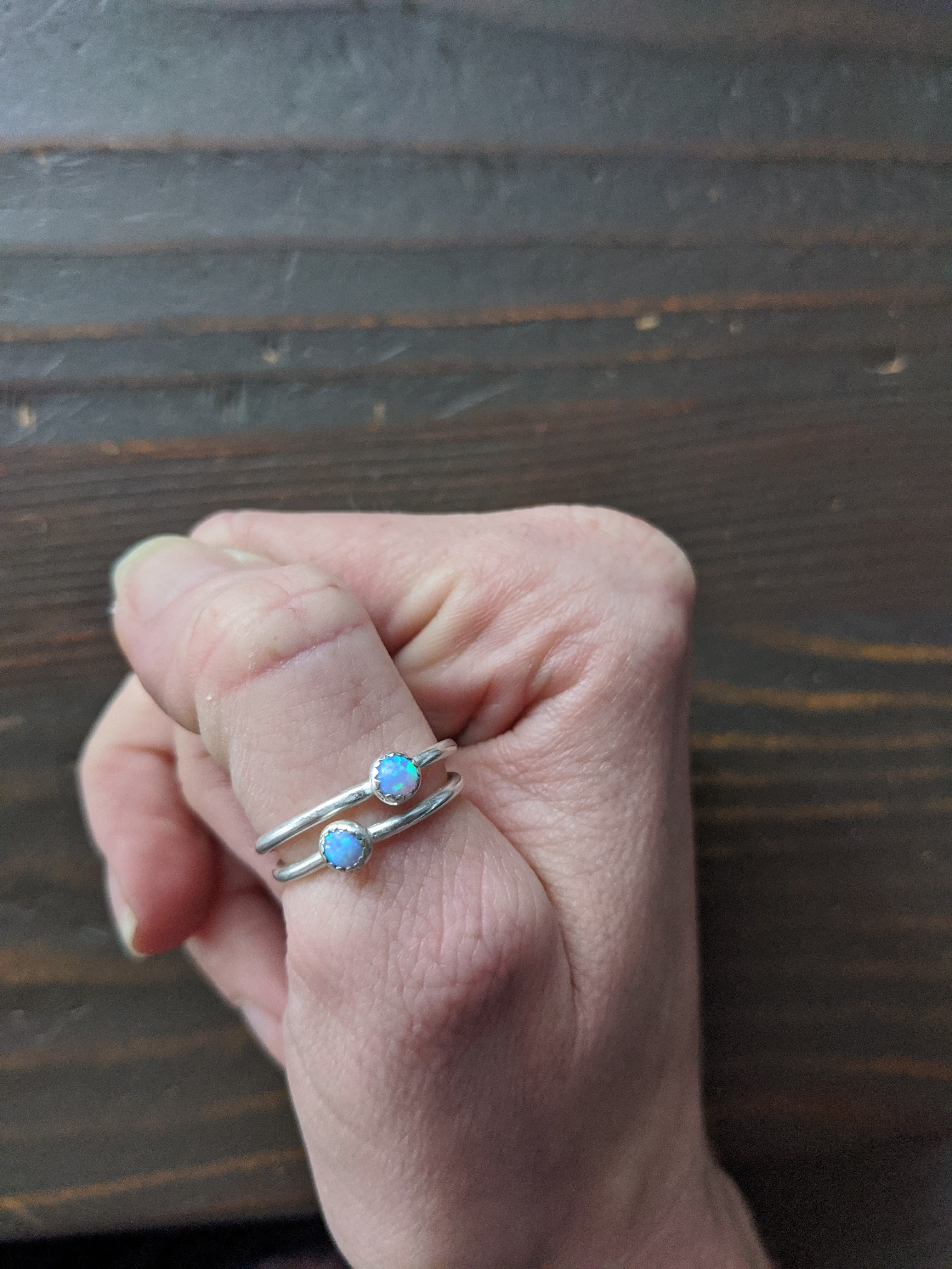 Blue Opal and Sterling Silver Ring (MTO - any size) – JFOX Jewelry