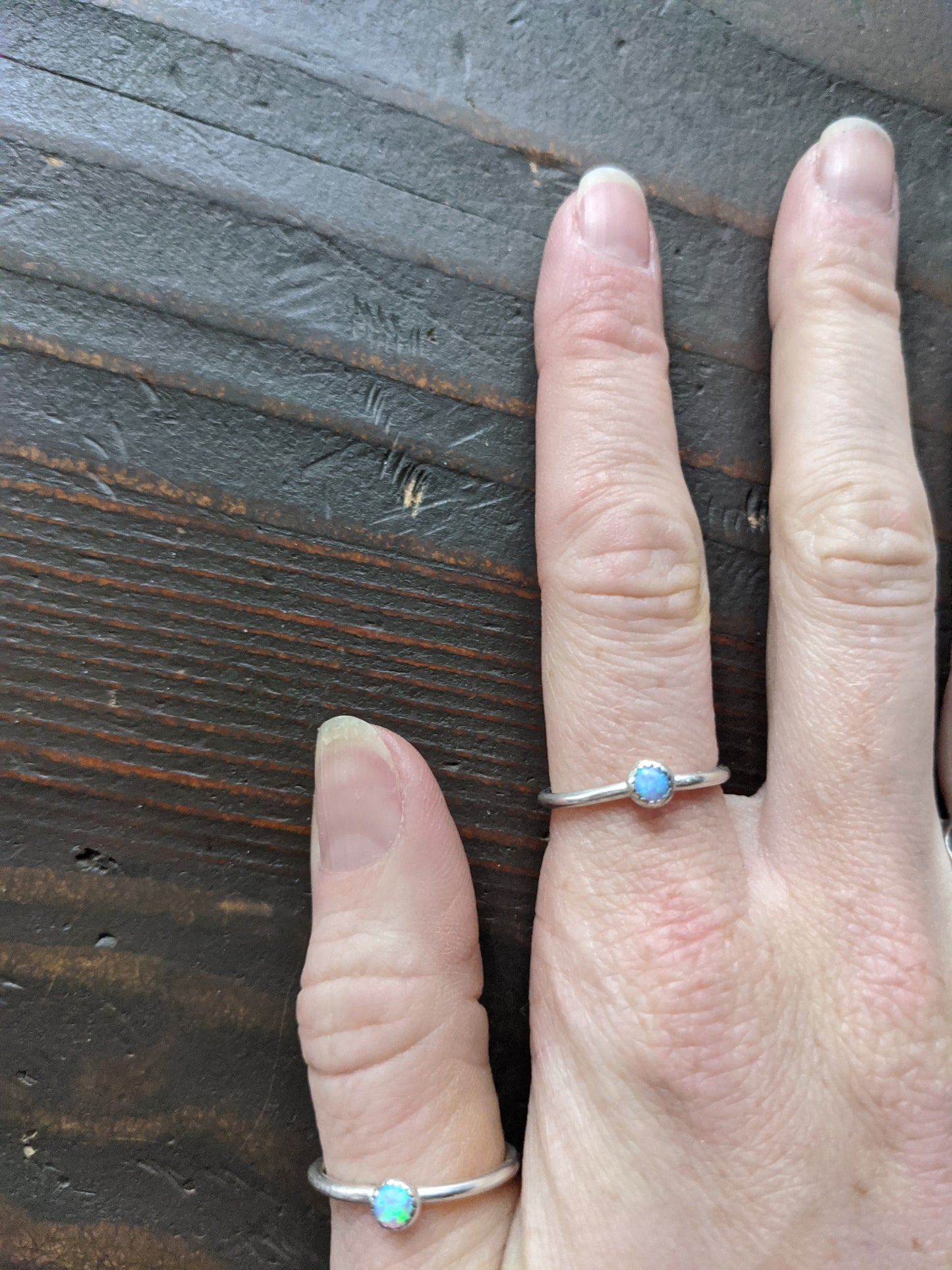 Blue Opal and Sterling Silver Ring (MTO - any size)