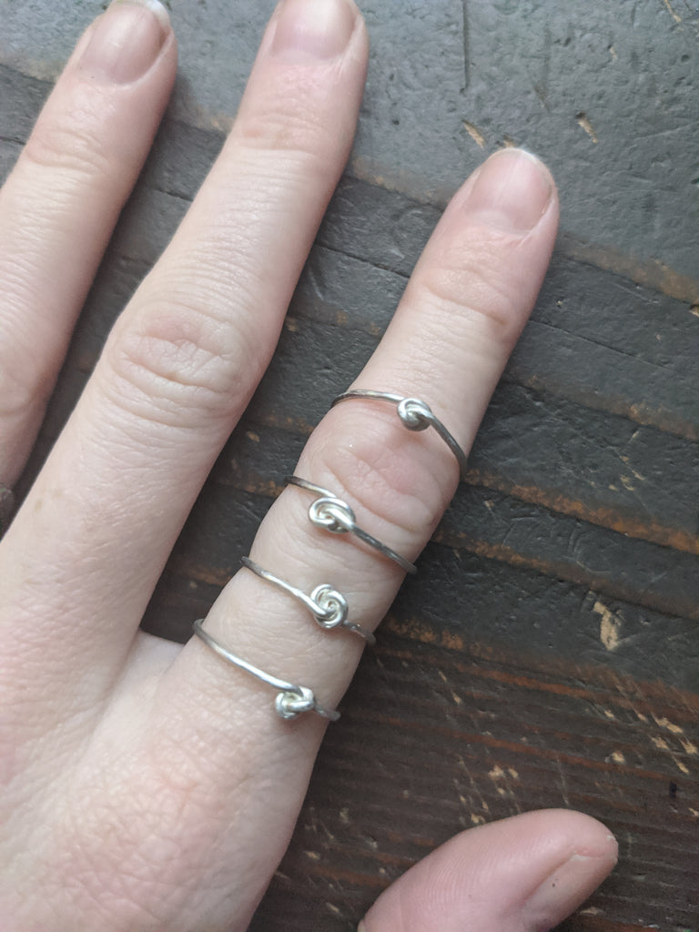 Dainty Knotted Sterling Silver Ring - Various Sizes Available