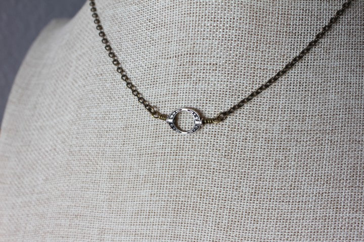 Small Circle Pendant on Brass Chain