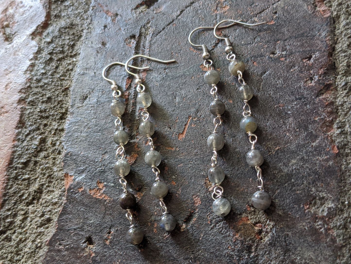 Labradorite Wirewrapped Drop Earrings