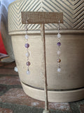 Rose Quartz and Amethyst Wirewrapped Drop Earrings