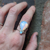 Opalite and Blue Opal Sterling Silver Ring (Sz 7)