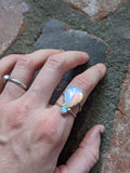 Opalite and Blue Opal Sterling Silver Ring (Sz 7)