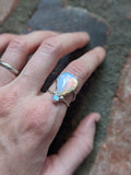 Opalite and Blue Opal Sterling Silver Ring (Sz 7)