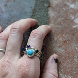8mm Light Turquoise Howlite Sterling Silver Ring - Various Sizes Available