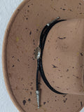 Wide Brim Camel Splatter Hat with Pyrite Hat Band - Size Large